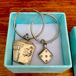 Poker cards and dice earrings with box stamp 925